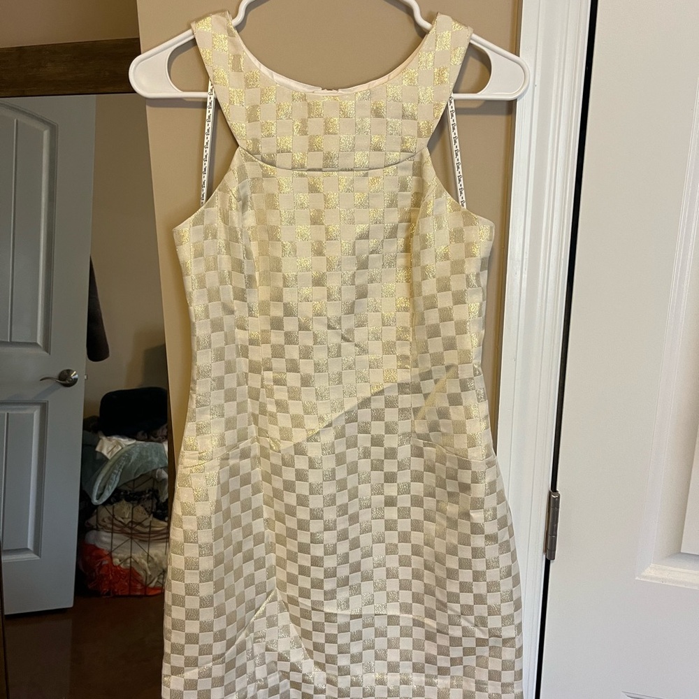 Lilly Pulitzer Gold and Cream Mini Dress